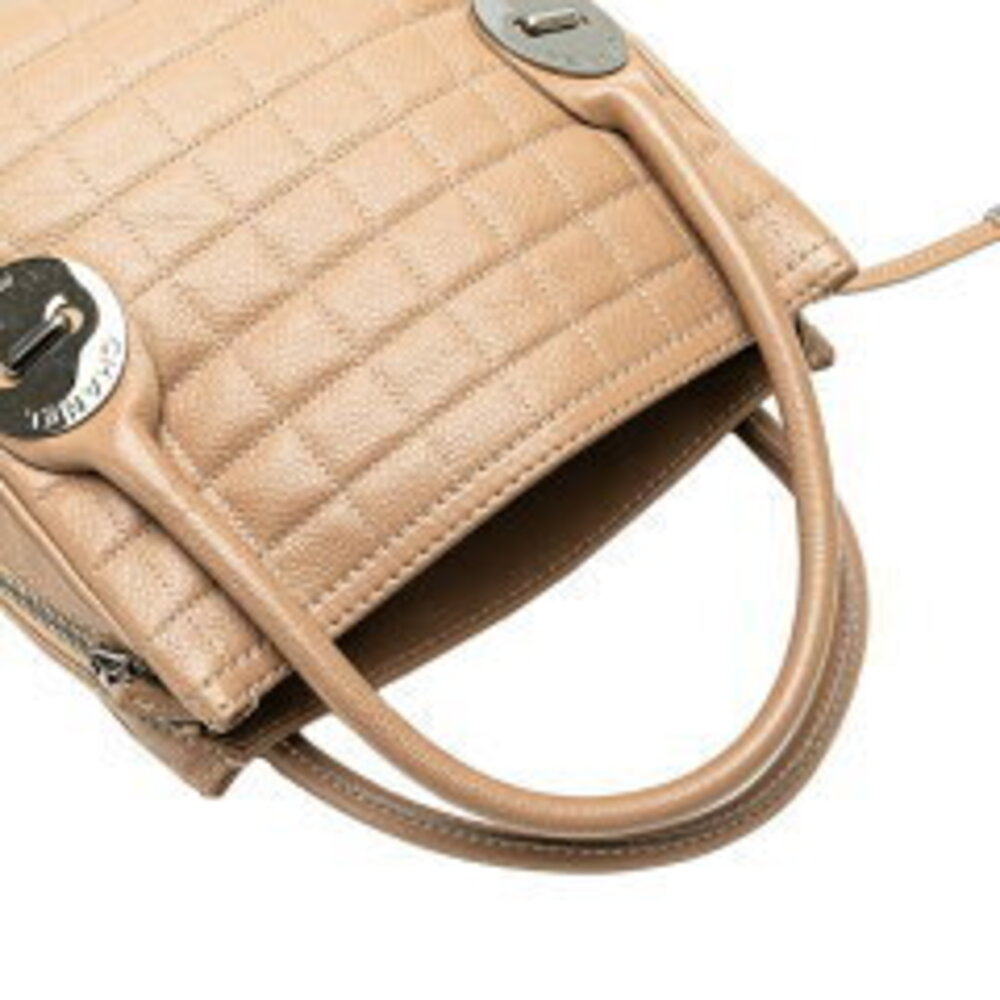 Chanel Chocobar Coco Mark Handbag Beige Tan Leather Caviar Skin - Picture 4 of 10